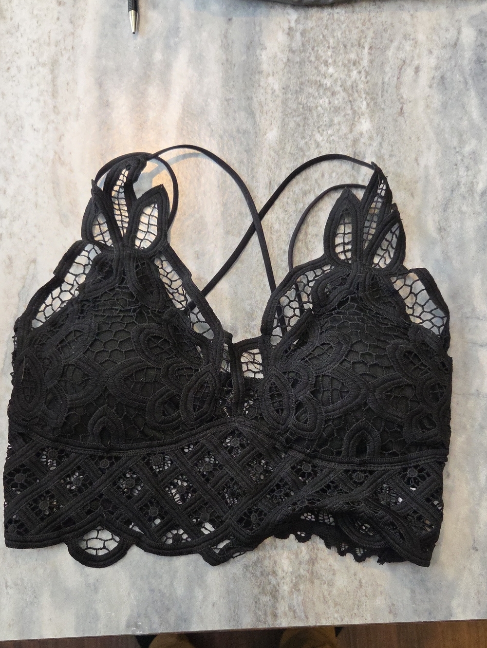 Black Lace Bralette with Strappy Back
